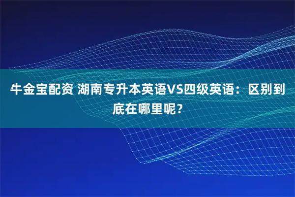 牛金宝配资 湖南专升本英语VS四级英语：区别到底在哪里呢？
